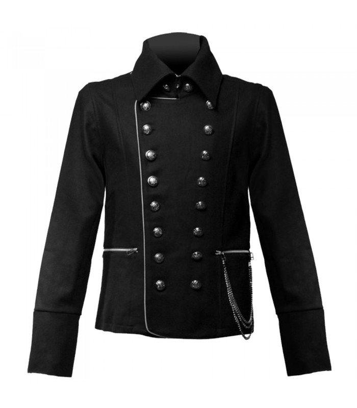 Men Gothic Military Jacket Vintage Goth Style Gothic Steampunk Military Jacket